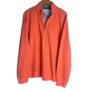 Brooks Brothers Peach Orange 1/4 Zip Long Sleeve Pullover Cotton Blend Sz XL